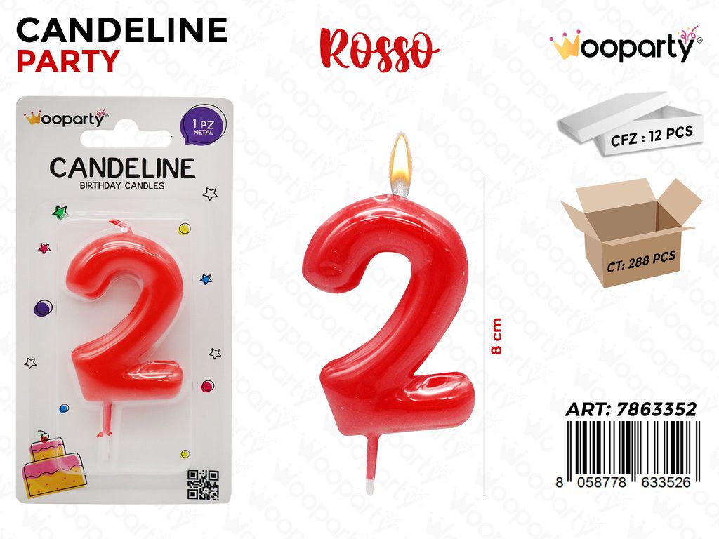 CANDELINE ROSSO N.2 8CM/PZ DA 12**