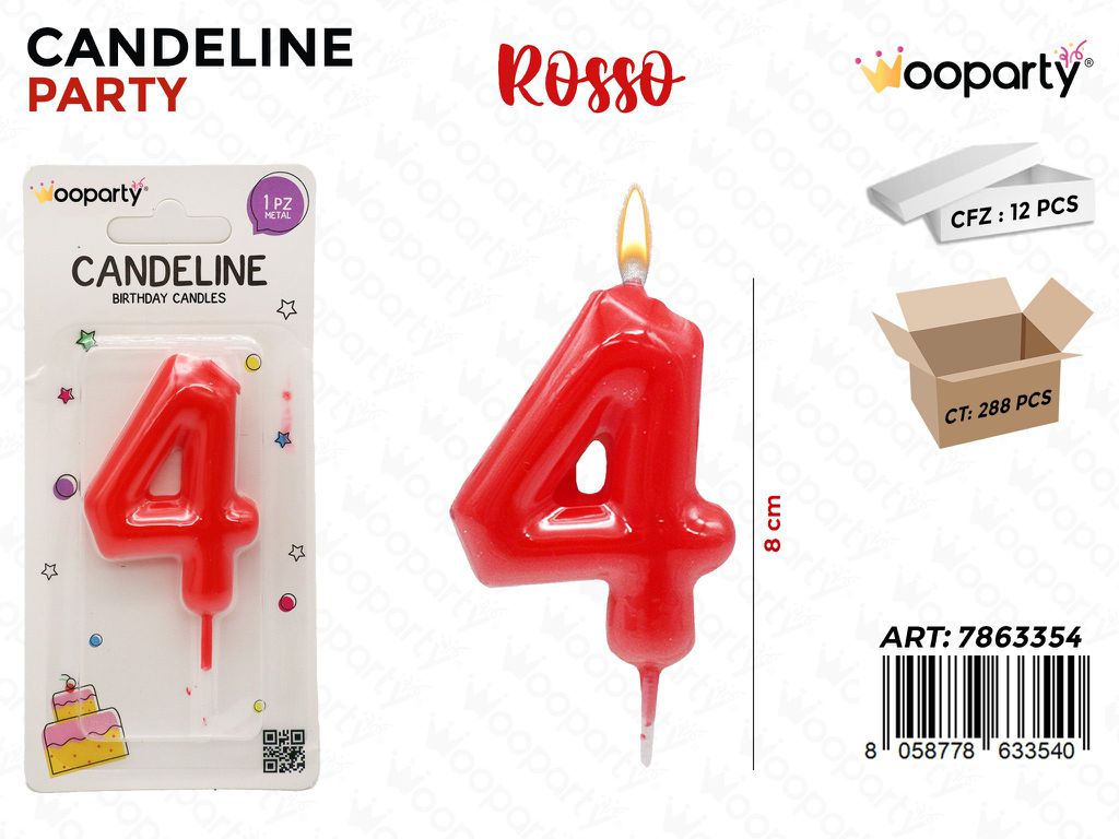 CANDELINE ROSSO N.4 8CM/PZ DA 12**