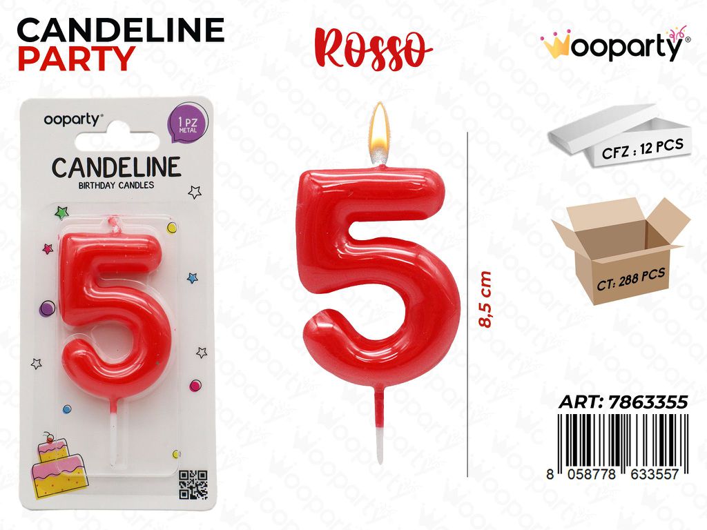 CANDELINE ROSSO N.5 8CM/PZ DA 12**