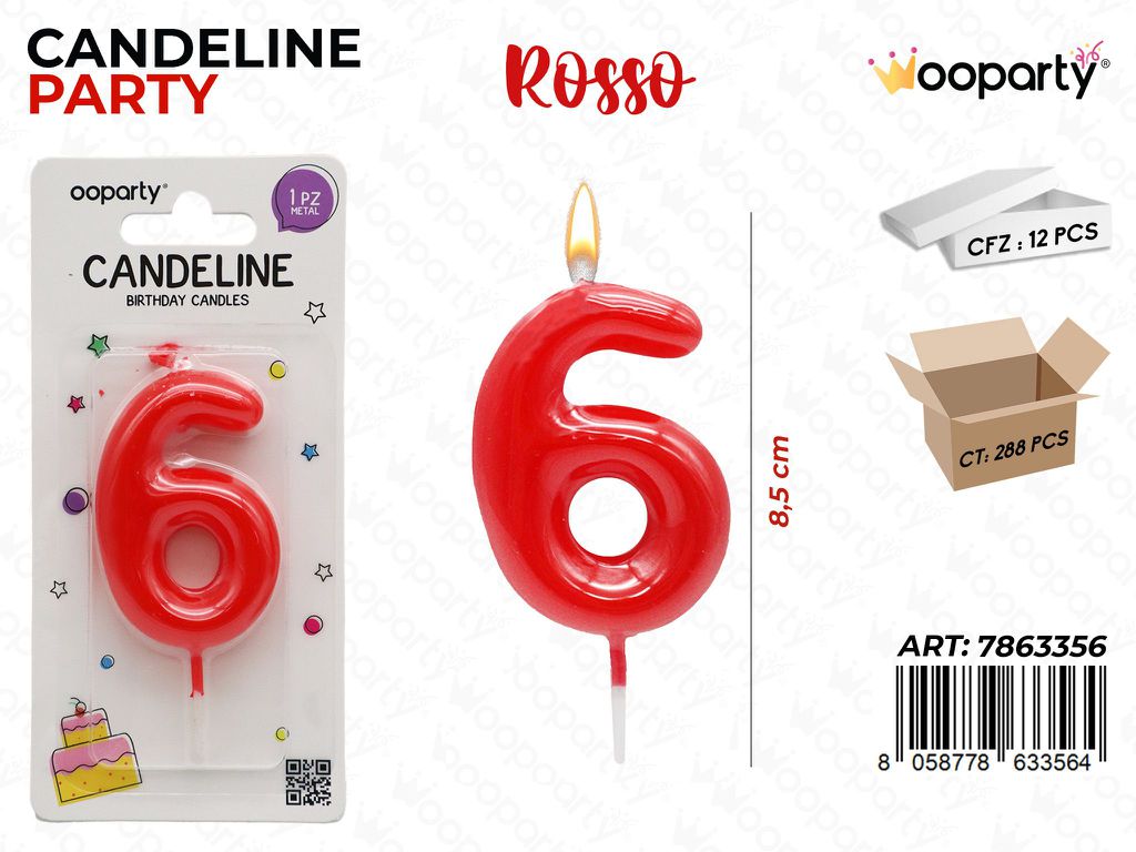 CANDELINE ROSSO N.6 8CM/PZ DA 12**