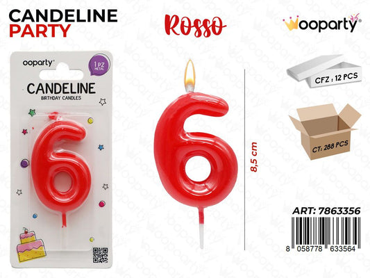 CANDELINE ROSSO N.6 8CM/PZ DA 12**