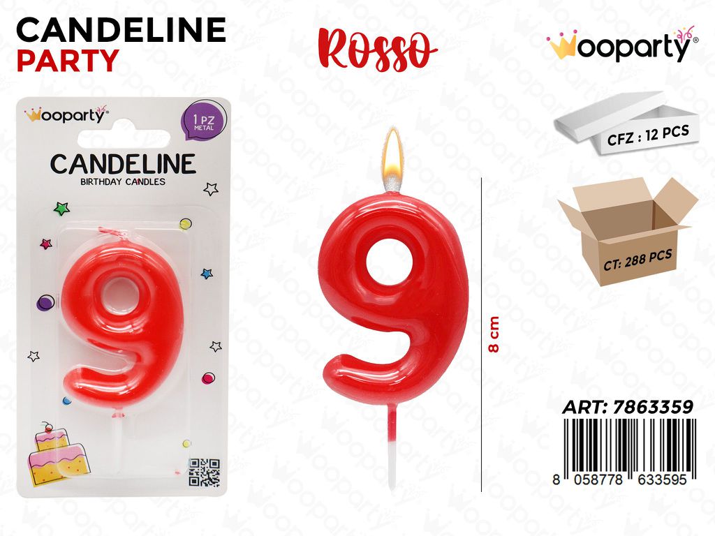 CANDELINE ROSSO N.9 8CM/PZ DA 12**