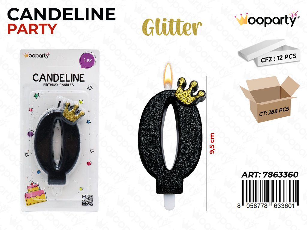 CANDELINE GLITTER N.0 9.5CM /PZ DA 12**