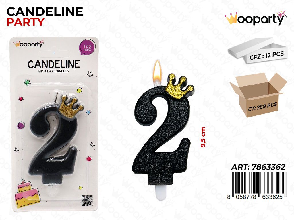 CANDELINE GLITTER N.2 9.5CM /PZ DA 12**