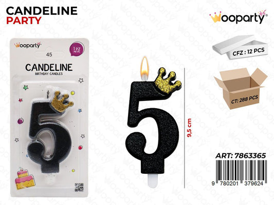 CANDELINE GLITTER N.5 9.5CM /PZ DA 12**