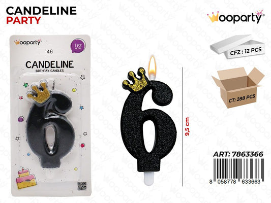 CANDELINE GLITTER N.6 9.5CM /PZ DA 12**