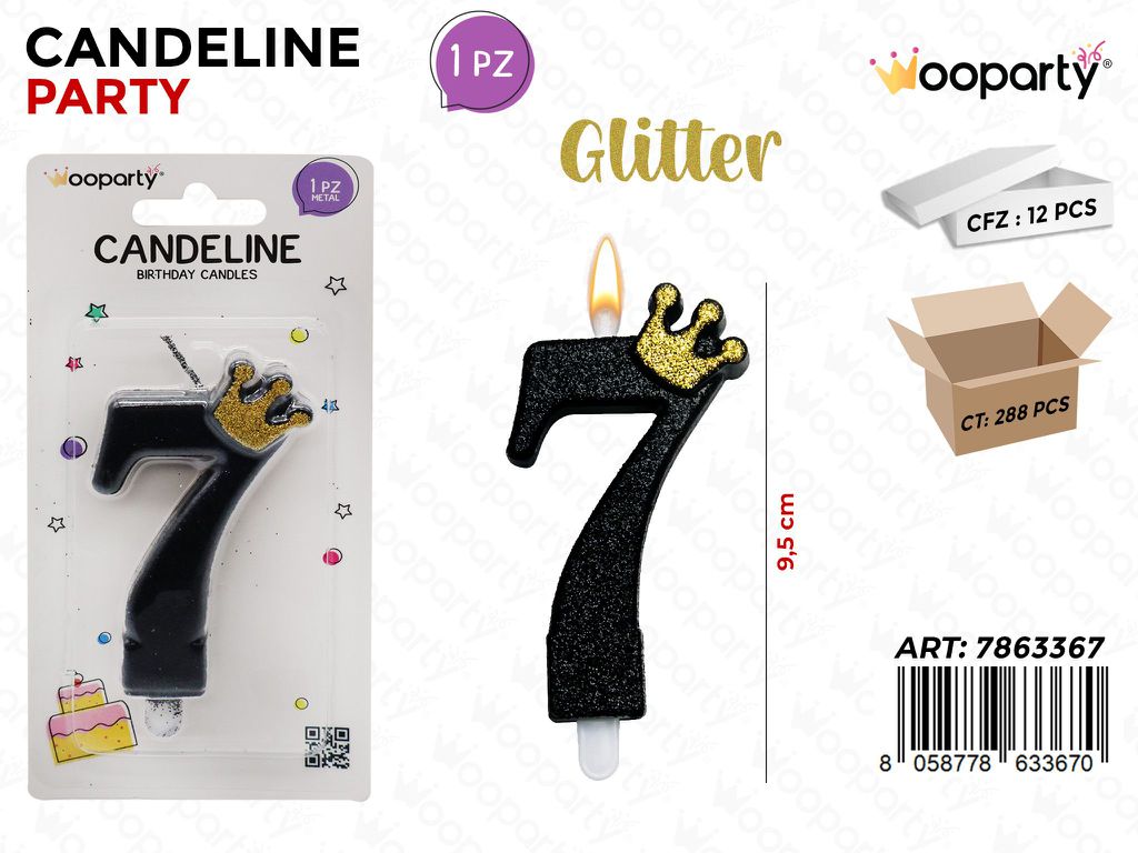 CANDELINE GLITTER N.7 9.5CM /PZ DA 12**