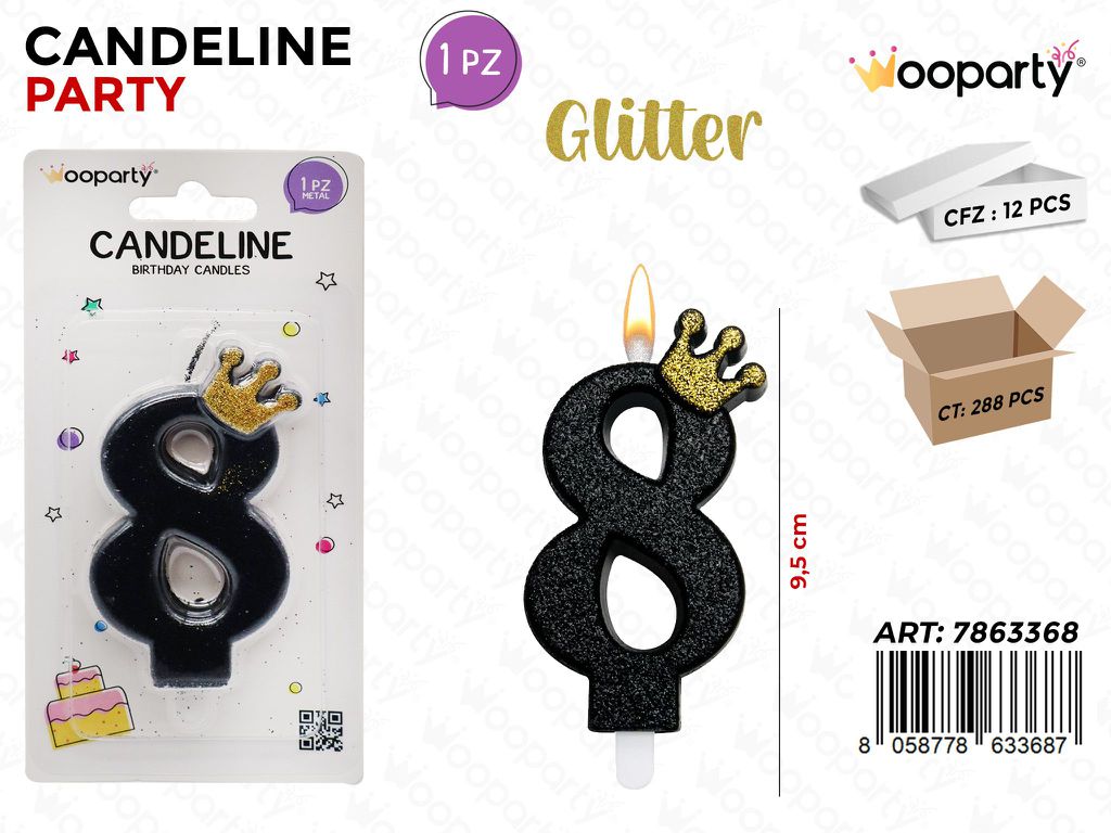 CANDELINE GLITTER N.8 9.5CM /PZ DA 12**