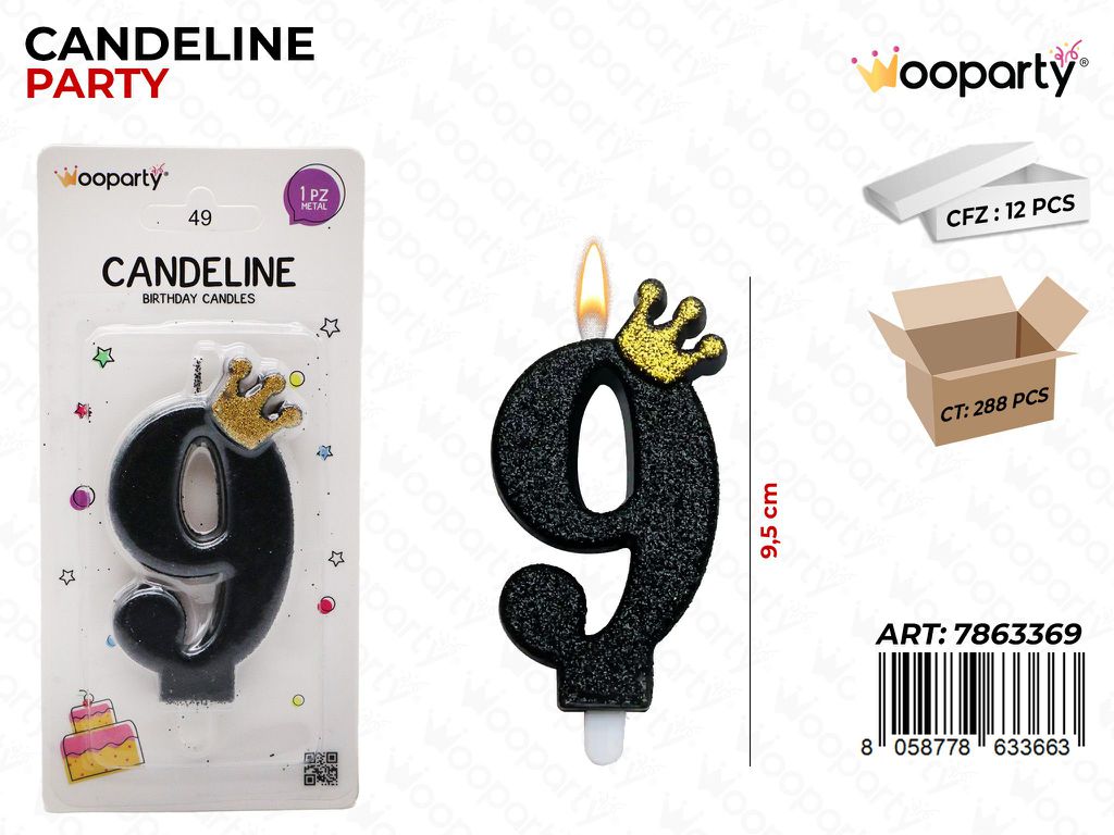 CANDELINE GLITTER N.9 9.5CM /PZ DA 12**