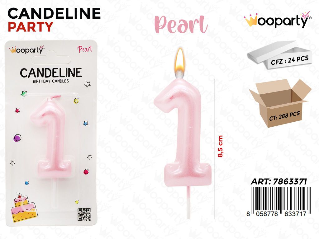 CANDELINE ROSA PEARL N.1 8.5CM /PZ DA 24**
