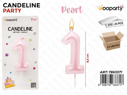CANDELINE ROSA PEARL N.1 8.5CM /PZ DA 24**