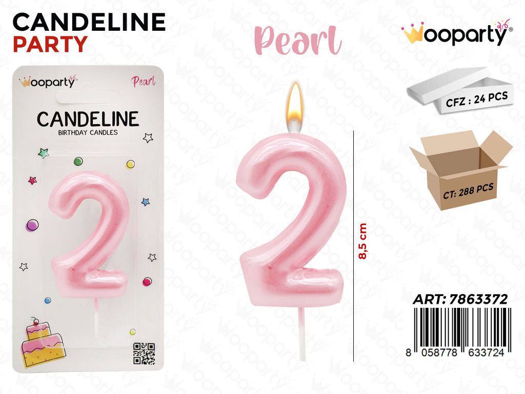 CANDELINE ROSA PEARL N.2 8.5CM /PZ DA 24**