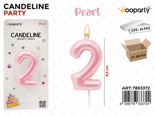 CANDELINE ROSA PEARL N.2 8.5CM /PZ DA 24**