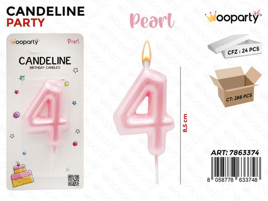 CANDELINE ROSA PEARL N.4 8.5CM /PZ DA 24**