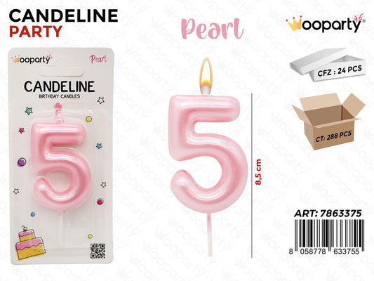 CANDELINE ROSA PEARL N.5 8.5CM /PZ DA 24**