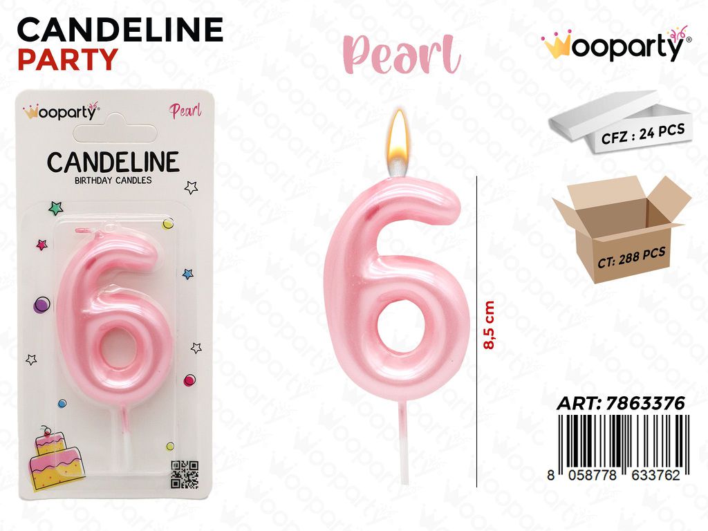 CANDELINE ROSA PEARL N.6 8.5CM /PZ DA 24**