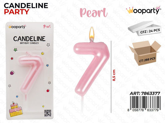 CANDELINE ROSA PEARL N.7 8.5CM /PZ DA 24**