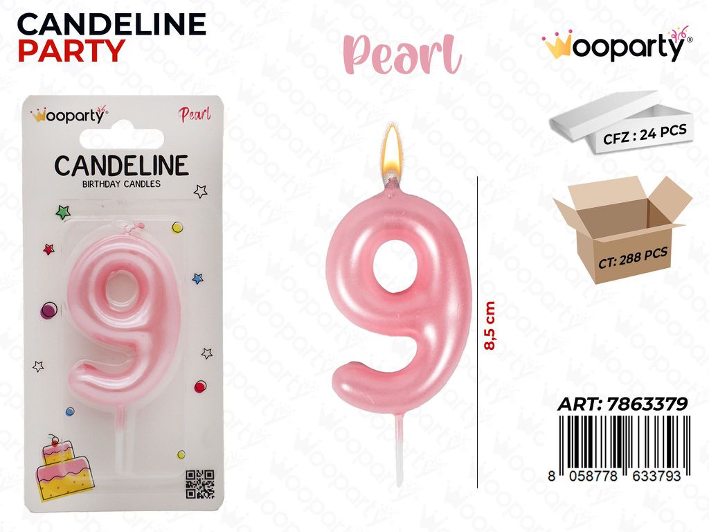 CANDELINE ROSA PEARL N.9 8.5CM /PZ DA 24**