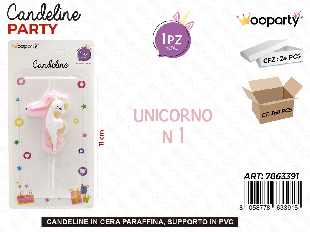 CANDELINA UNICORNO N.1 11CM /PZ DA 24**