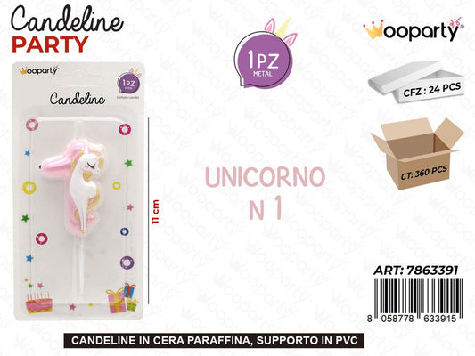 CANDELINA UNICORNO N.1 11CM /PZ DA 24**