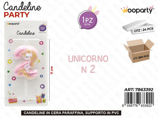 CANDELINA UNICORNO N.2 11CM /PZ DA 24**