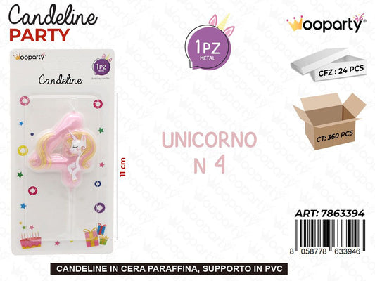 CANDELINA UNICORNO N.4 11CM /PZ DA 24**