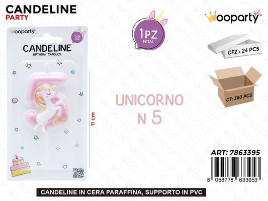 CANDELINA UNICORNO N.5 11CM /PZ DA 24**