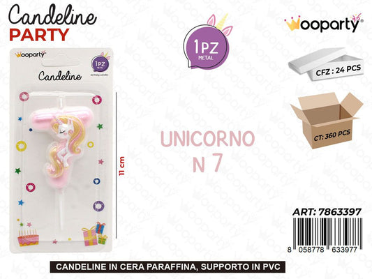 CANDELINA UNICORNO N.7 11CM /PZ DA 24**
