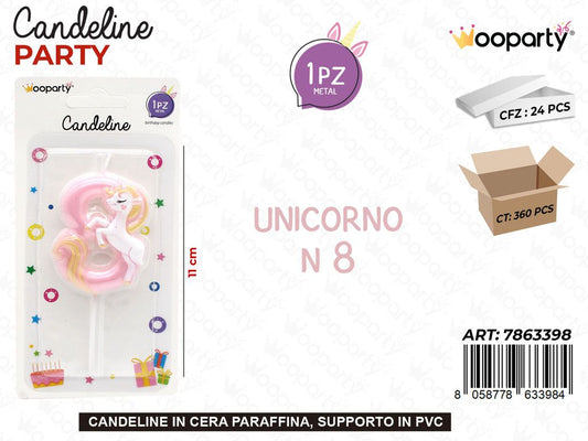 CANDELINA UNICORNO N.8 11CM /PZ DA 24**