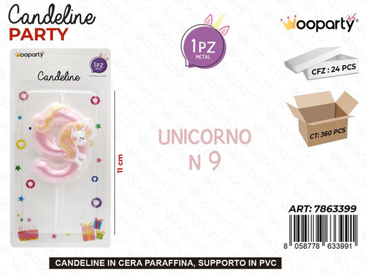 CANDELINA UNICORNO N.9 11CM /PZ DA 24**