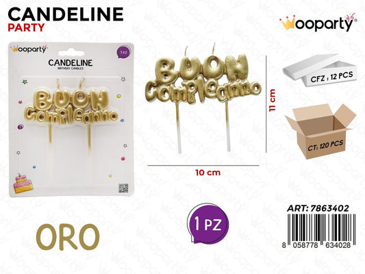 Wooparty Candeline Buon Compleanno Oro 10*11Cm