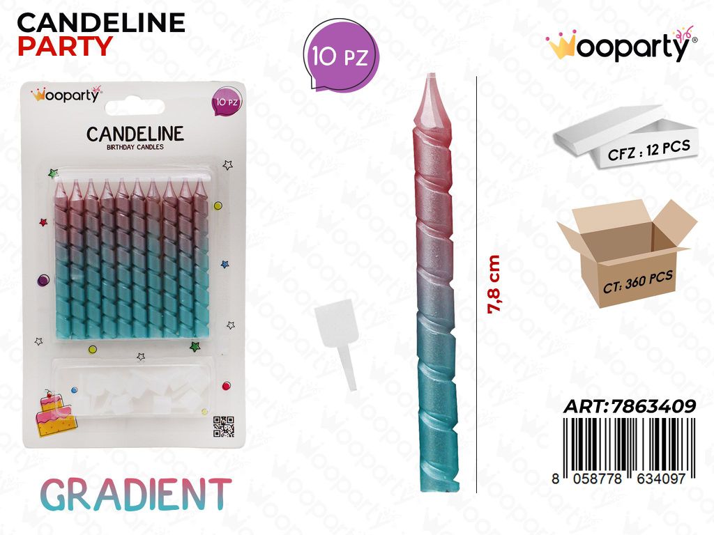CANDELINE GRADIENT 10PCS 7.8CM /PZ DA 12**