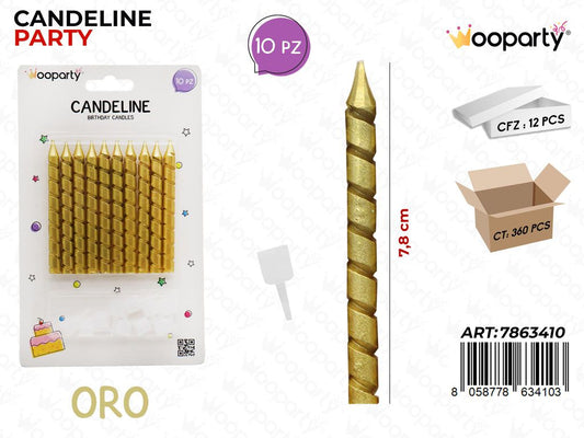 CANDELINE ORO 10PCS 7.8CM /PZ DA 12**