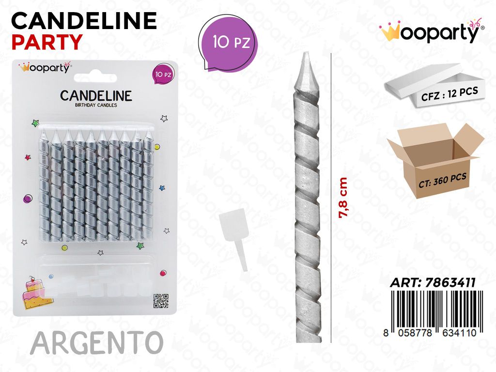 CANDELINE ARG. 10PCS 7.8CM /PZ DA 12**