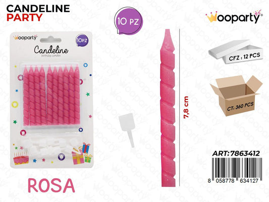 CANDELINE ROSA 10PCS 7.8CM/ PZ DA 12**