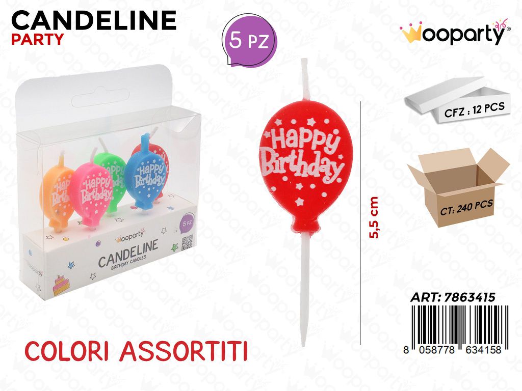 CANDELINE H. BIRTH. COL. ASS. 5PCS 5.5CM /PZ DA 12**