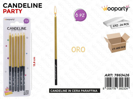 CANDELINE STELO ORO 6PCS 13.8CM /PZ DA 24**