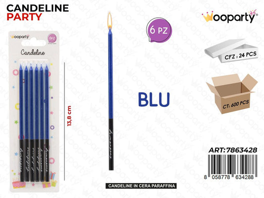 CANDELINE STELO BLU 6PCS 13.8CM /PZ DA 24**