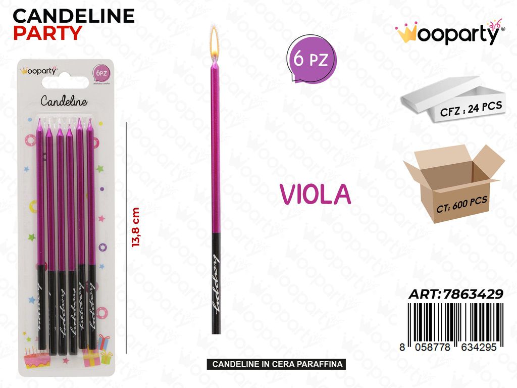 CANDELINE STELO VIOLA 6PCS 13.8CM /PZ DA 24**