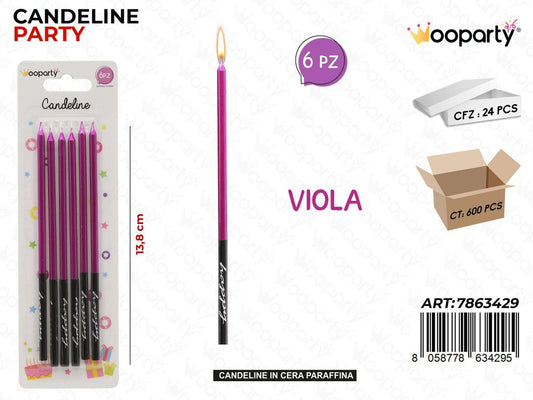 CANDELINE STELO VIOLA 6PCS 13.8CM /PZ DA 24**