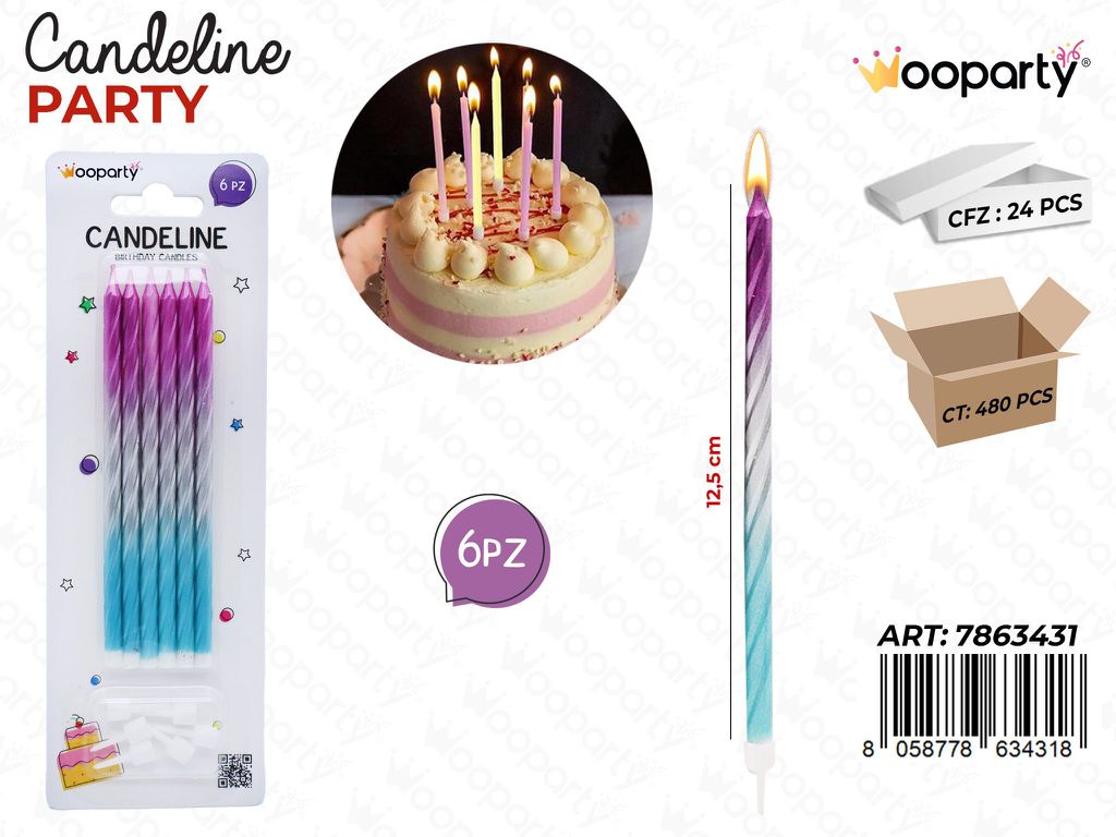 CANDELINE A STELO 6PCS 12.5CM /PZ DA 24**