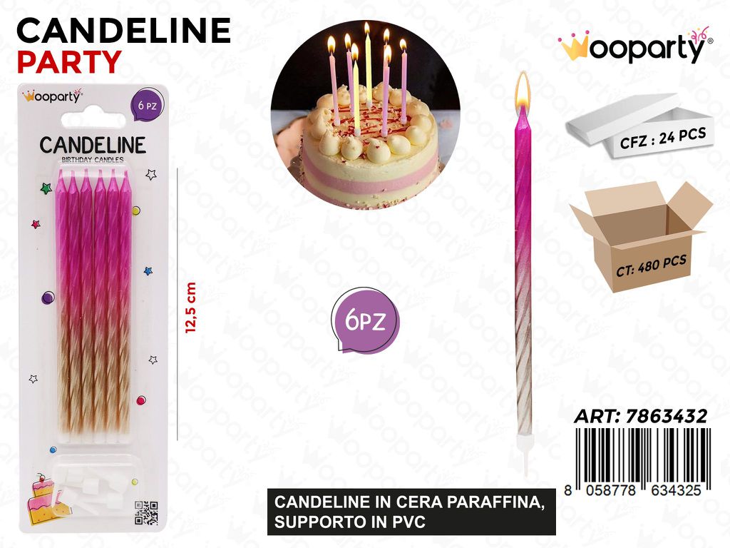 CANDELINE A STELO 6PCS 12.5CM /PZ DA 24**