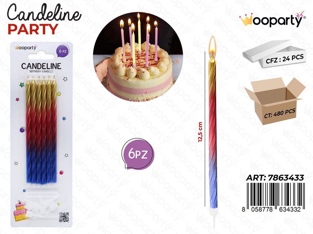 CANDELINE A STELO 6PCS 12.5CM /PZ DA 24**
