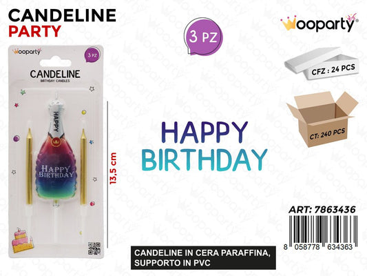 CANDELINE BDAY 3PCS 13.5CM /PZ DA 24**
