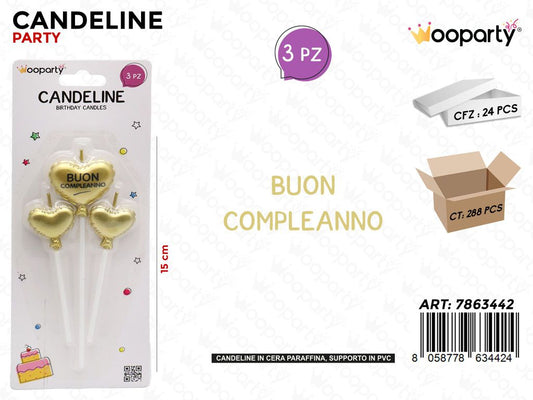 CANDELINE B. COMPL. ORO 3PCS 15CM /PZ DA 24**