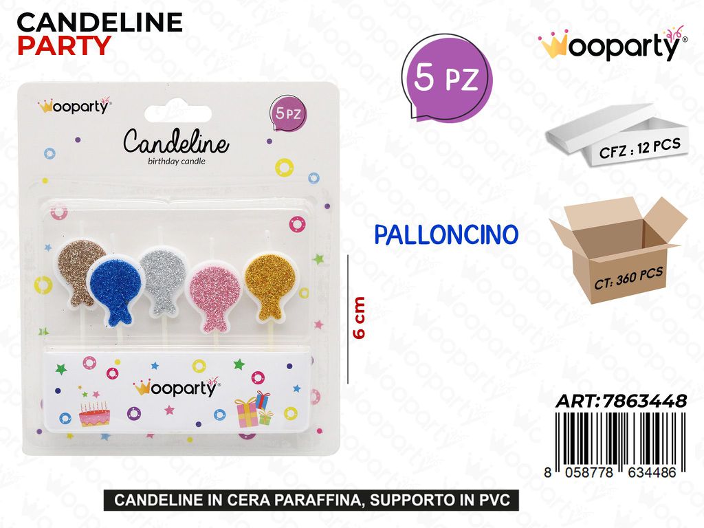 CANDELINE PALLONCINI 5PCS 6CM /PZ DA 12**