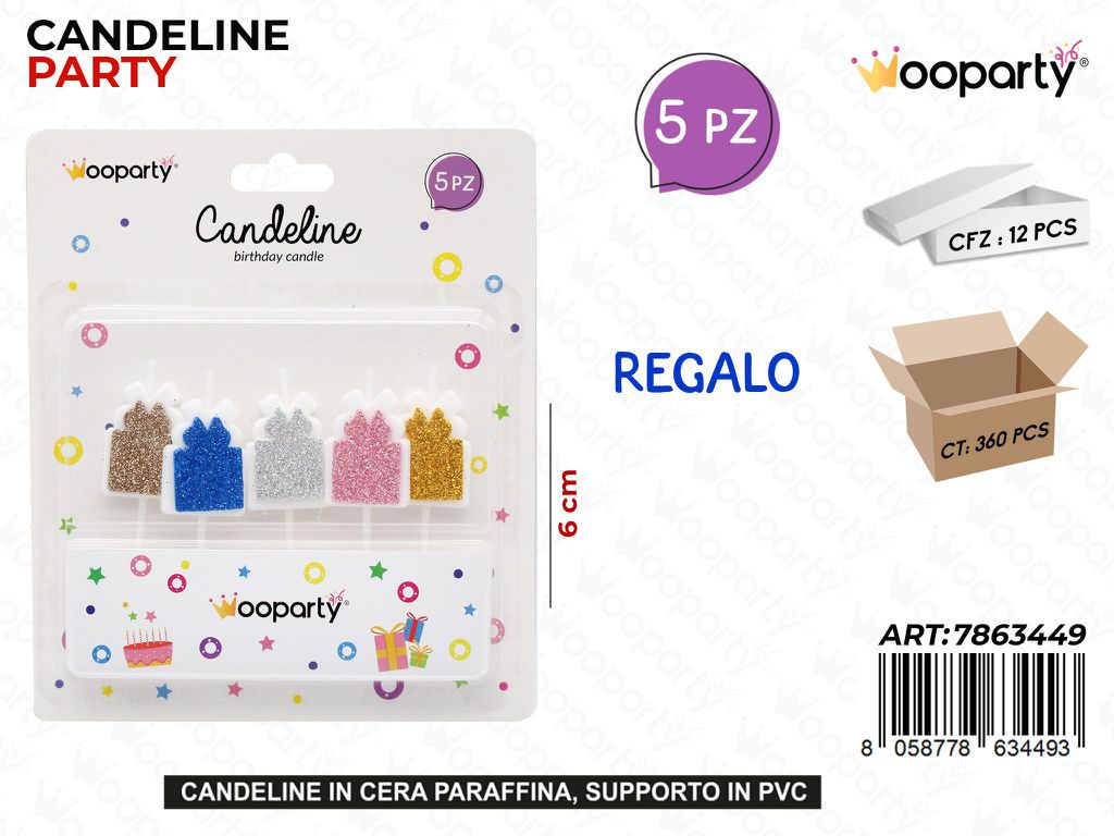 CANDELINE REGALO 5PCS 6CM /PZ DA 12**