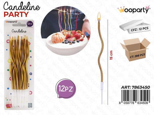 Wooparty Candeline Oro 12Pcs 15Cm