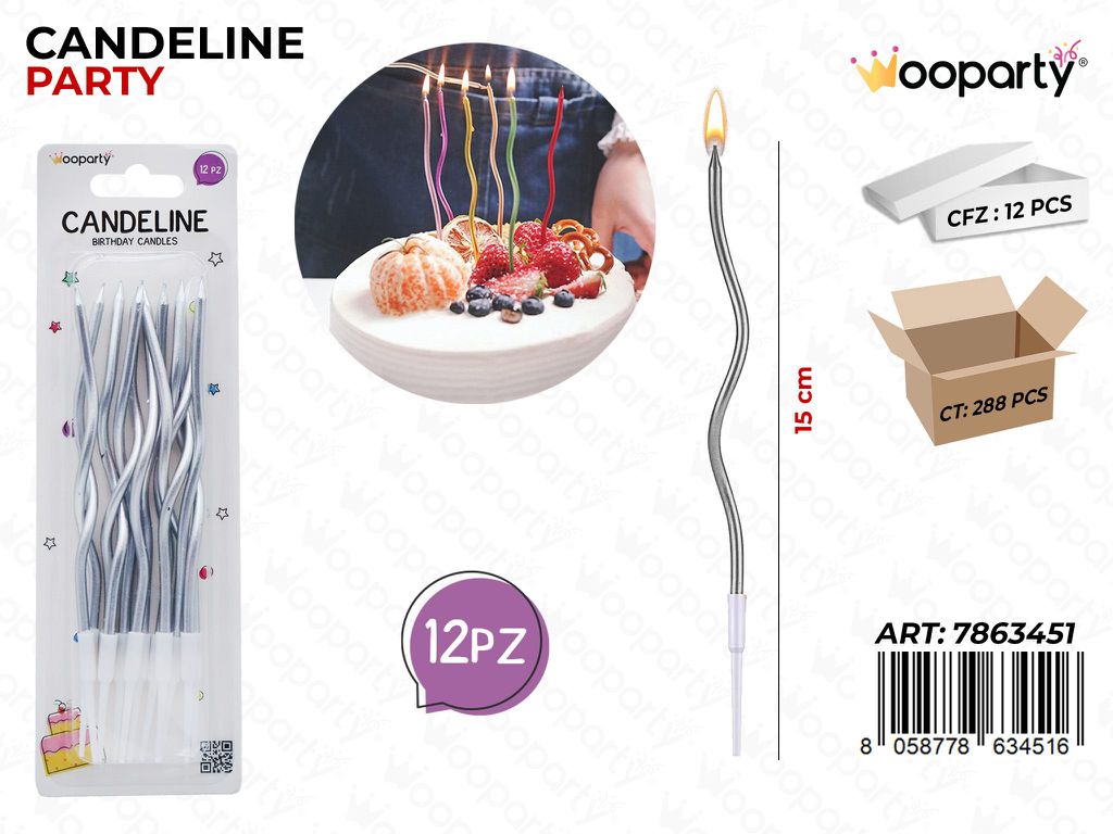 CANDELINE ARGENTO 12PCS /PZ DA 12**