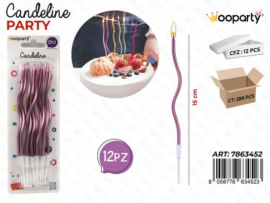 CANDELINE VIOLA 12PCS 15CM /PZ DA 12**